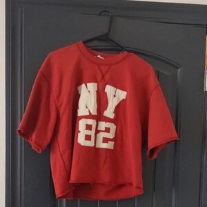 Zara Red Sweatshirt with NY 82 Graphic